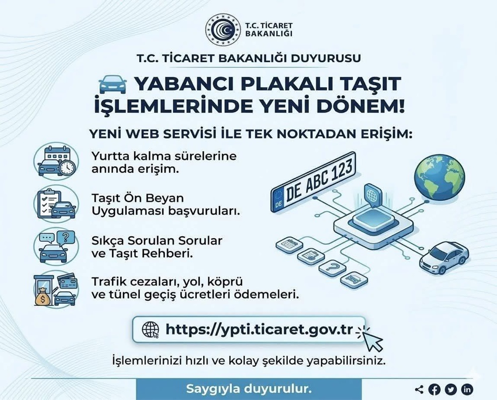 Yabanci plakali tasit islemlerinde yeni dönem afisi
